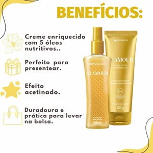Kit Deo Colônia Body Splash 200 ml Creme Acetinado 200 gr Phytoderm Glamour