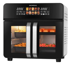 Air Fryer Forno 25L French Door Mondial Preto/Inox 2000W - AFDO-25L-FD