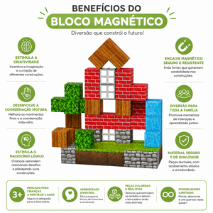 Bloco Magnético Minecraft – 63 peças