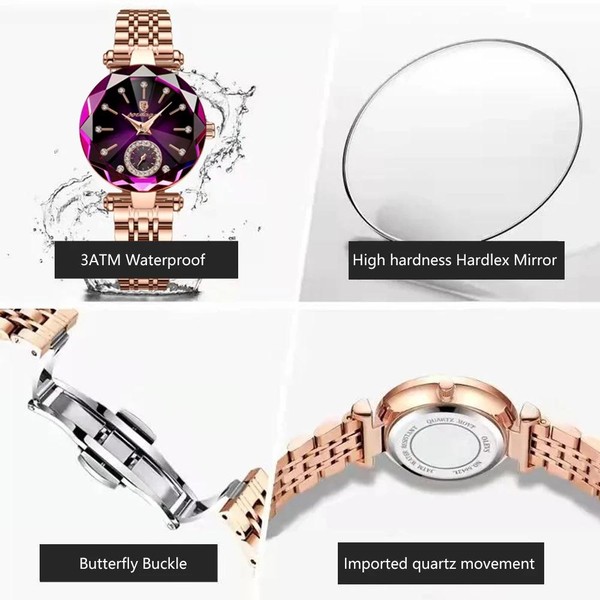 Relógio feminino elegante luxo Poedagar