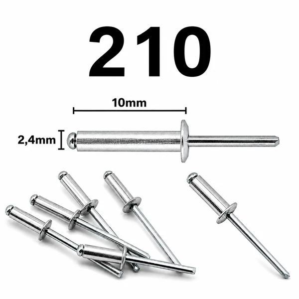Rebite Pop 210 Alumínio 2,4 x 10 mm - Kit com 100 Unidades | Alta Resistência