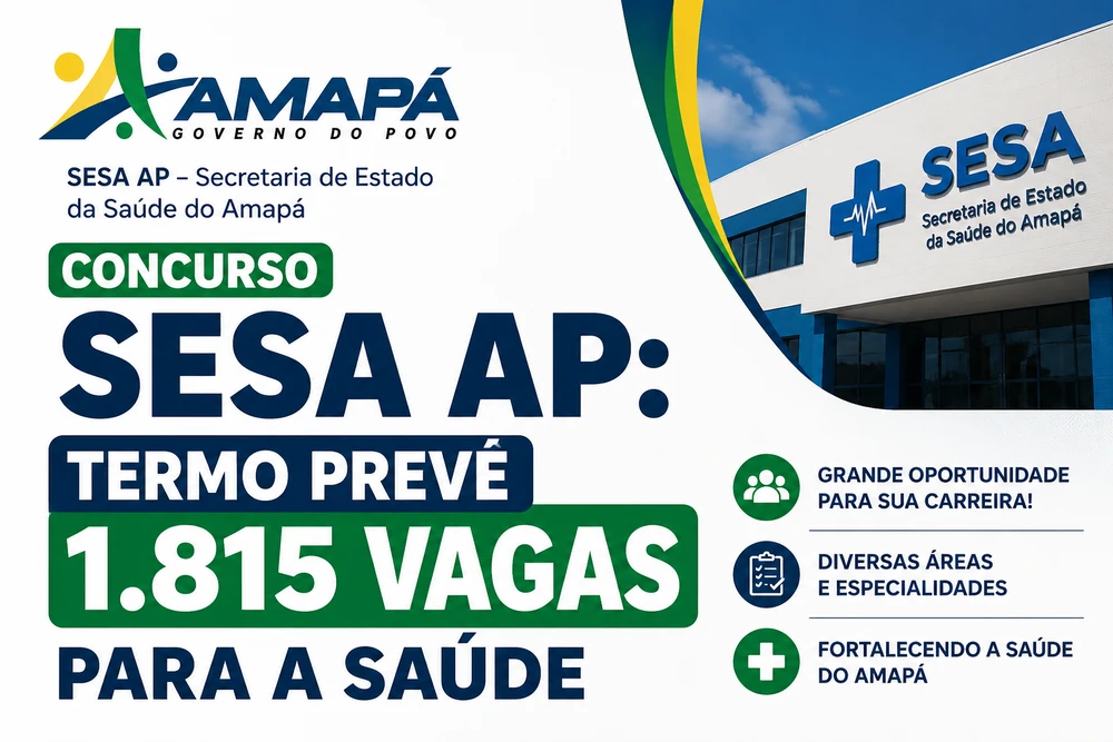 Concurso SESA AP 2026: termo prevê 1.815 vagas para a Saúde