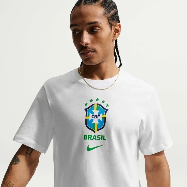Camiseta Brasil Nike Crest Masculina - Branco