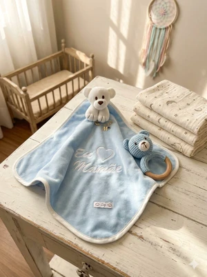 NANINHA ZIP BLANKET CETIM EU AMO MAMÃE AZUL