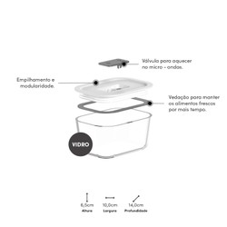 Pote de vidro hermético Ou 370ml Linha Fresh Lock