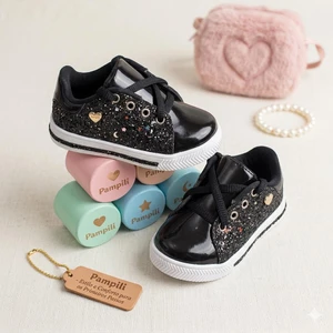 TENIS INFANTIL PAMPILI MINI BLOG PRETO - 476004-473006 (AVARIA)