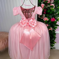 Vestido Luxuoso Longo Rendando - Rosa Claro