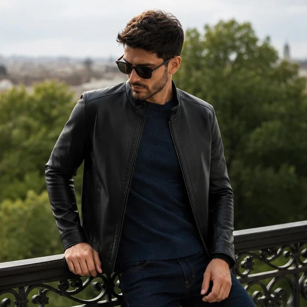 [LEVE 2 PAGUE 1] Jaqueta Masculina Vossler em Couro Legítimo Premium +BRINDES: Relógio, Cinto e Carteira