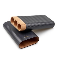 Porta 3 Charutos em Couro Cohiba - Fibra de Carbono