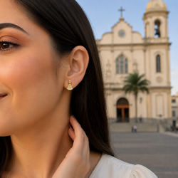 Brinco Nossa Senhora Aparecida Proteção Sagrada  Semi jóias