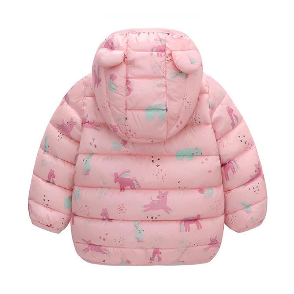 Jaqueta de Inverno Infantil Com Capuz e Zíper