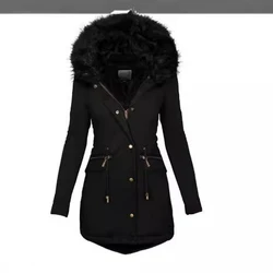 casaco parka outono inverno gola de pele com capuz de ziper