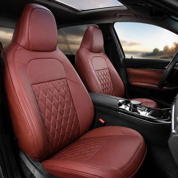 Kit Completo de Capas para Banco de Carro Evurus em Couro Legítimo Universal 5 Lugares Com Airbag + Tapetes e Capa de Volante