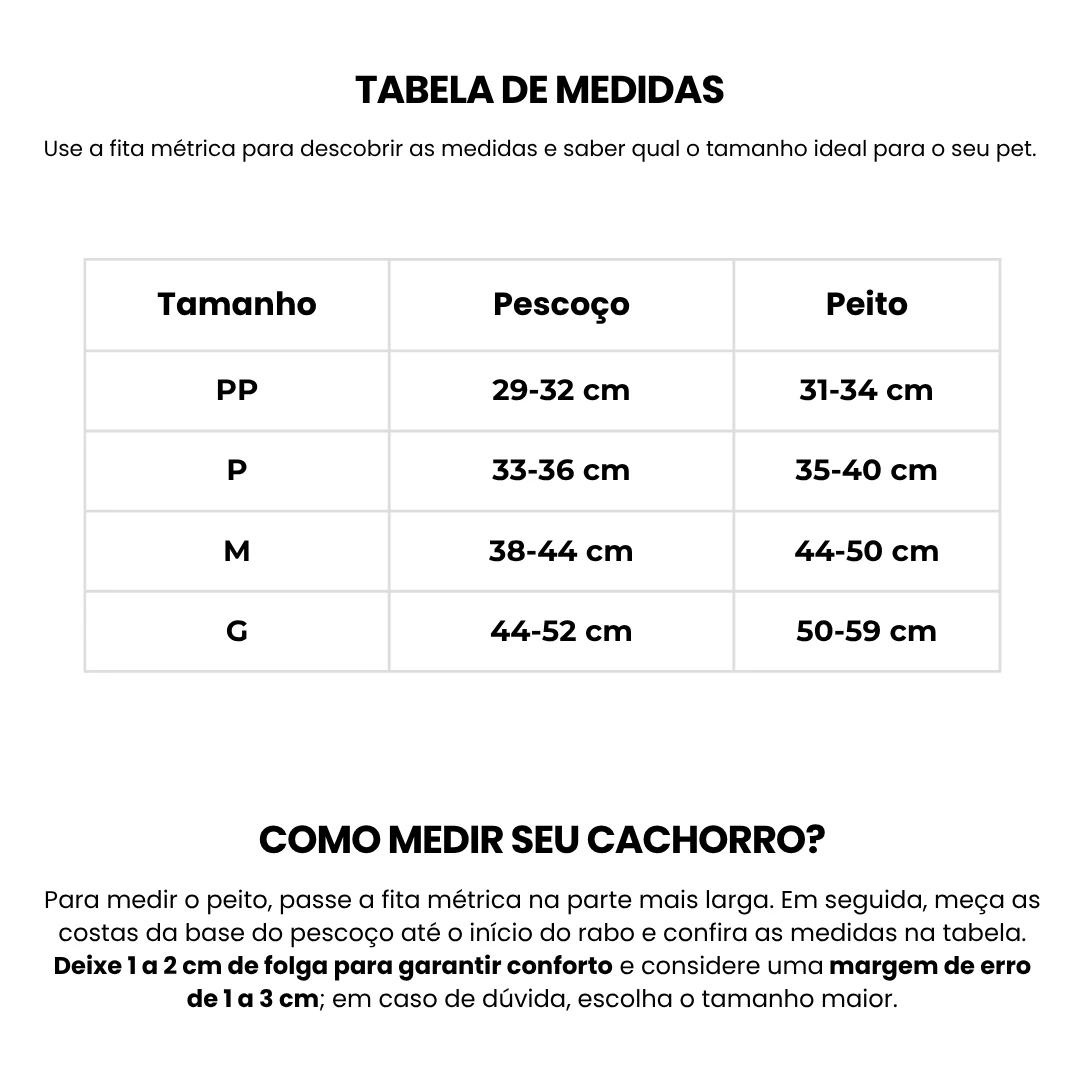 Tabela de medidas