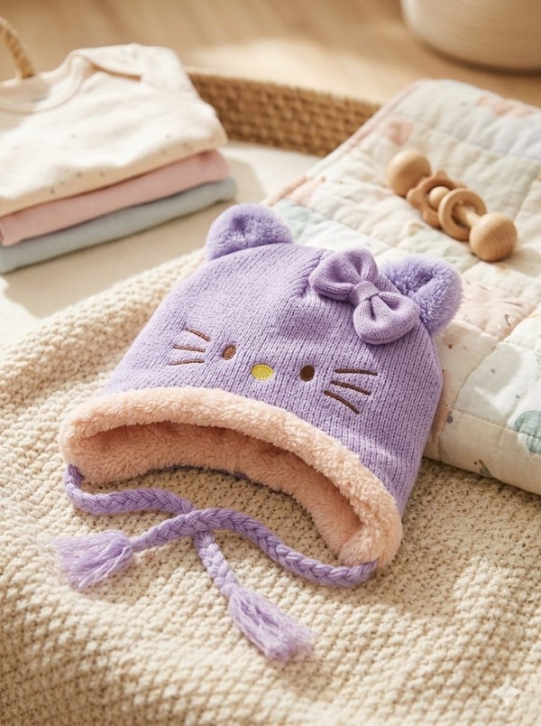 TOUCA FORRADA LILAS BEBE