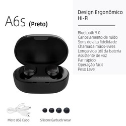 E7S TWS HiFi Fone De Ouvido Bluetooth 5.0 Sem Fio Com Cancelamento De Ruído Display LED A6s E6s