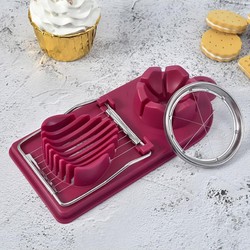 Cortador de ovo multifuncional com base pp, 2 em 1, fio de aço inoxidável, cortador de ovo para pendurar ferramentas acessórias de cozinha de alta qualidade