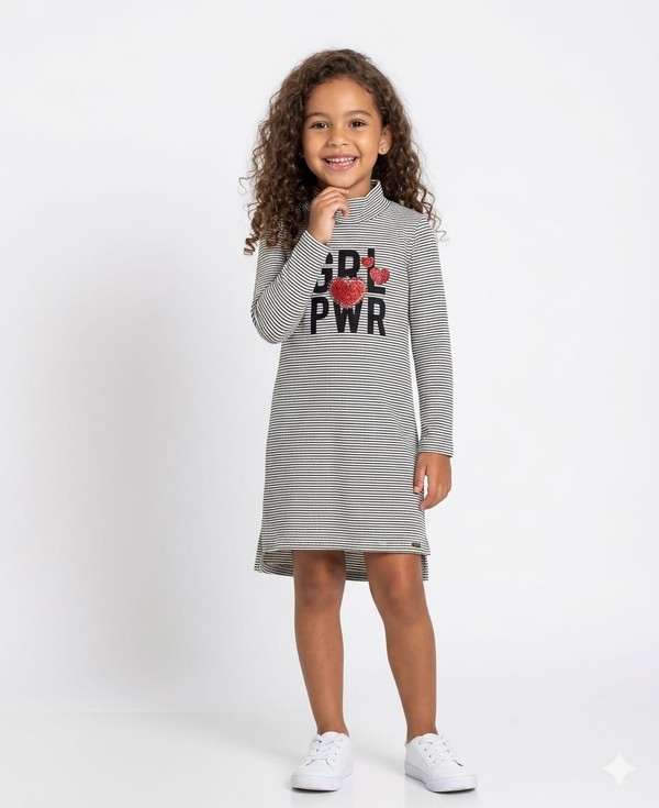 A043 VESTIDO EM MALHA CANELADA INFANTIL AÇUCENA