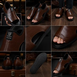 [COMPRE 1 E LEVE 2] Sandália Masculina em Couro – Elegante, Macia e e Respirável