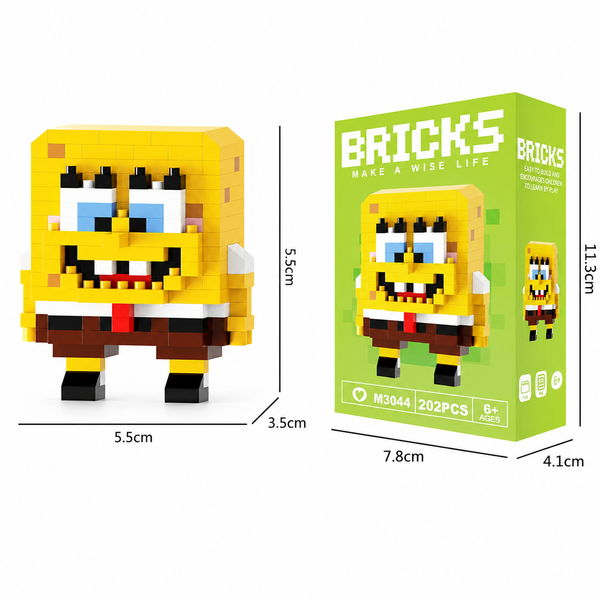 Mini Blocos de Montar Bob Esponja Pixelado Colecionável - 20