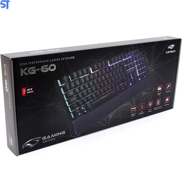 Teclado Gamer C3Tech USB ABNT2 RGB Preto