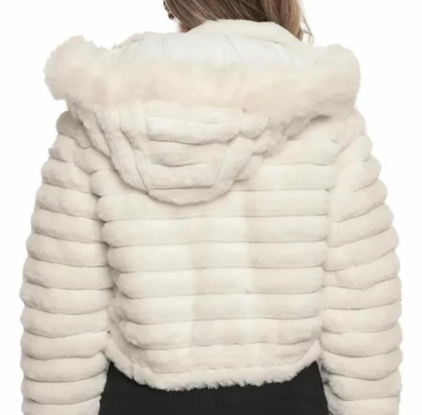 Jaqueta Puffer Teddy Feminina Forrada com Capuz Removível