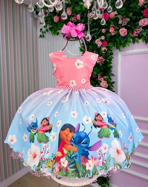 Vestido Temático Lilo & Stitch Floral