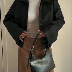 (PAGUE 1, LEVE 2)Jaqueta Casual Solta de Couro Sintético Feminina, Ajuste Regular, Outono/Inverno