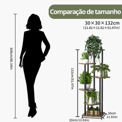 Suporte para Plantas em Madeira e Metal – 4, 5 ou 6 Níveis Moderno e Decorativo