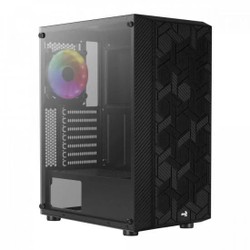 Gabinete Gamer Aerocool HIVE RGB MID Tower ATX Vidro Preto - HIVE-G-BK-V3