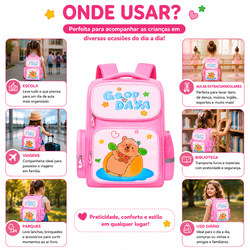 Mochila Infantil Capivara Rosa