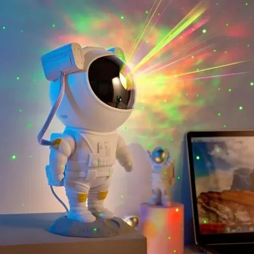 Projetor Astronauta Galáxia com Luz Estrelada e Controle Remoto