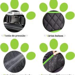 Capa Protetora Banco Traseiro Pet Cães Gatos Passagem Cinto