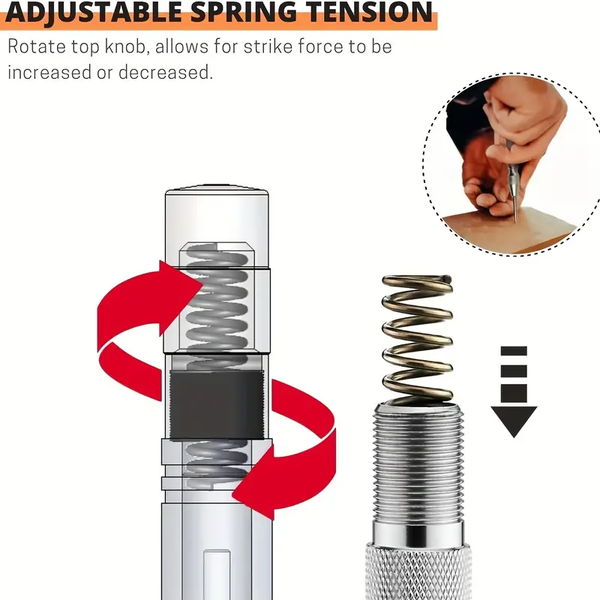 Perfurador central automático, marcador de madeira, metal, aço, mola de carga, localizador de broca, perfurador resistente, carpintaria, ferramenta manual automática