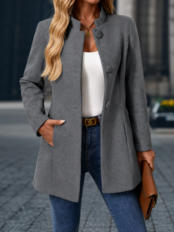 Sobretudo Feminino Inverno Lã Grossa Gola Alta