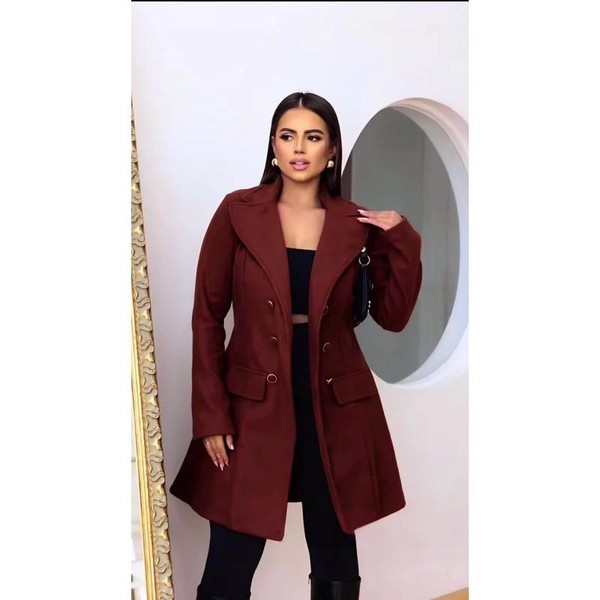 Casaco sobretudo feminino em tecido lã batida moda de inverno