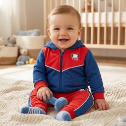CONJUNTO LONGO COM CAPUZ MASCULINO BEBÊ AZUL TIGOR - 10210505