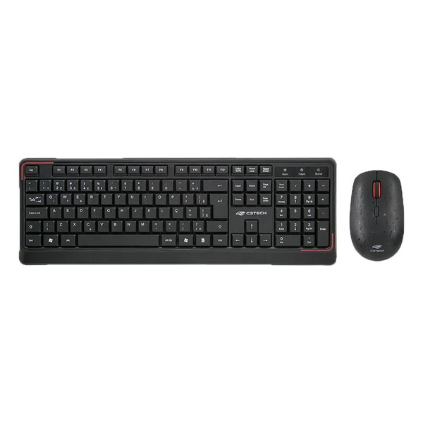 Kit Teclado Com Mouse Sem Fio K-W70BK Preto C3Tech