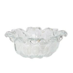 Vaso De Murano Cristal Transparente Com Orquídeas