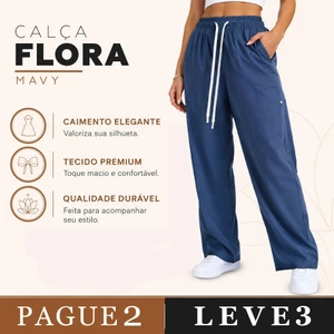 [LEVE 3 PAGUE 2] Calça Feminina Flora em Seda Gelo e Sarja (Um toque chic para o seu look!)
