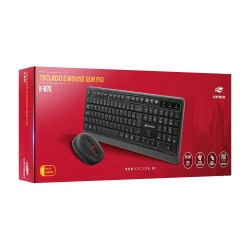 Kit Teclado Com Mouse Sem Fio K-W70BK Preto C3Tech
