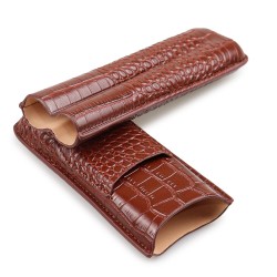 Porta 2 Charutos em Couro Motier com Cortador - Marrom