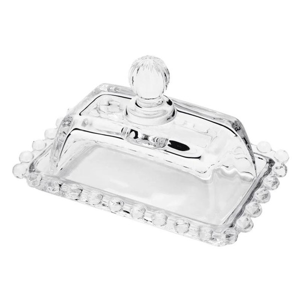 Manteigueira Cristal G 17 cm x 10,5 cm x 10 cm Pearl Bolinha Wolff Transparente