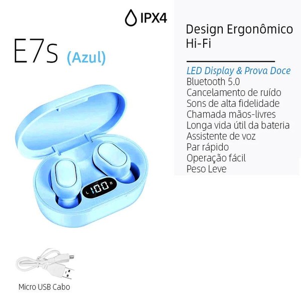 E7S TWS HiFi Fone De Ouvido Bluetooth 5.0 Sem Fio Com Cancelamento De Ruído Display LED A6s E6s