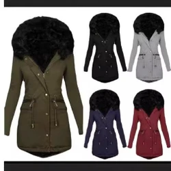 casaco parka outono inverno gola de pele com capuz de ziper