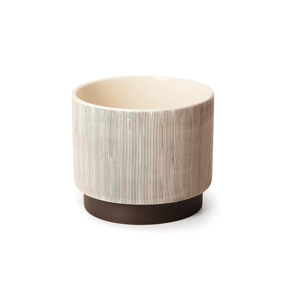 Vaso Cachepot de Cerâmica com Pedestal Bege e Marrom 15cm Mart