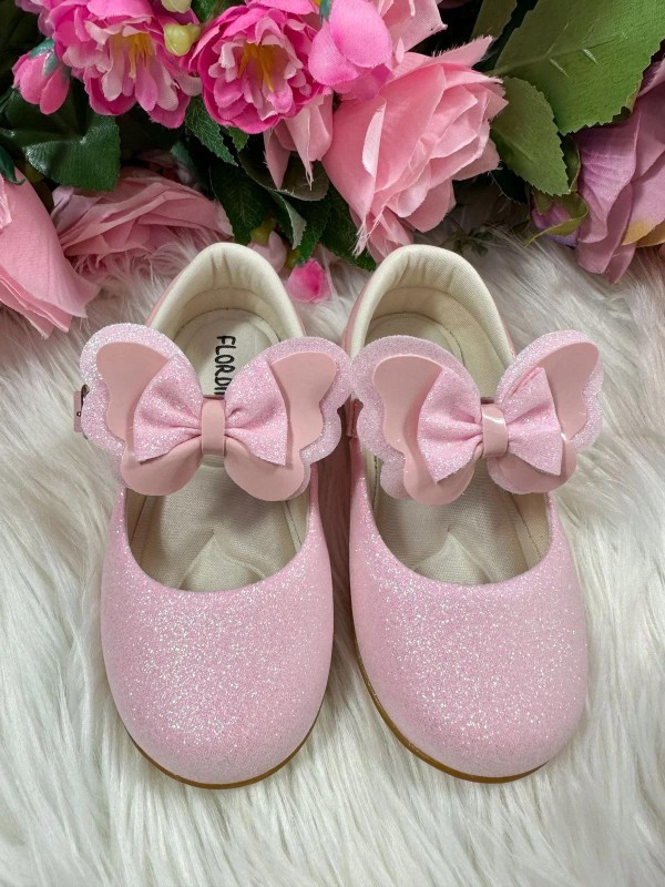 Sapatilha Flor Di MIla - Rosa Bebê Glitter