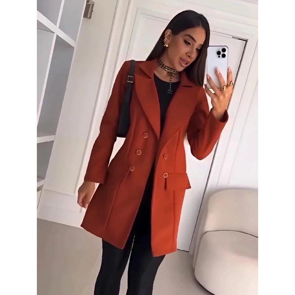 Casaco sobretudo feminino em tecido lã batida moda de inverno