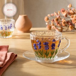 Xícara Vidro com Pires Lavanda Lyor 220 ml (Avulsa)