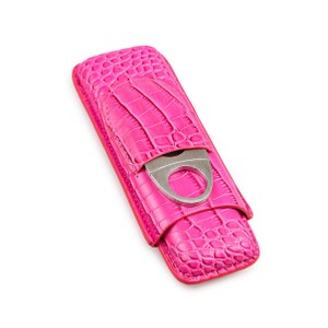 Porta 2 Charutos em Couro Motier com Cortador - Rosa